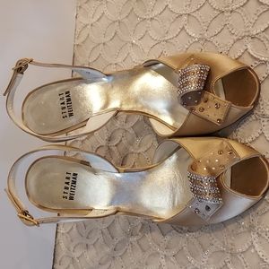 Stuart Weitzman Bronze/Gold Crystal Heels, Size 7